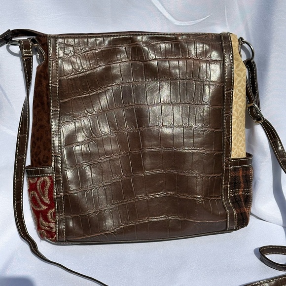 Relic Patchwork Crossbody Bag Y2K in Red, Brown, and Cream - Picture 2 of 7